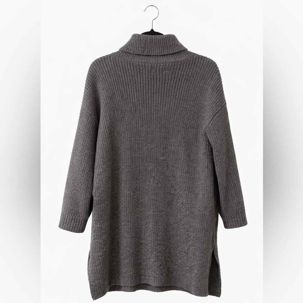 Oak + Fort Grey Ribbed Turtleneck Sweater | Size M - Picture 4 of 6